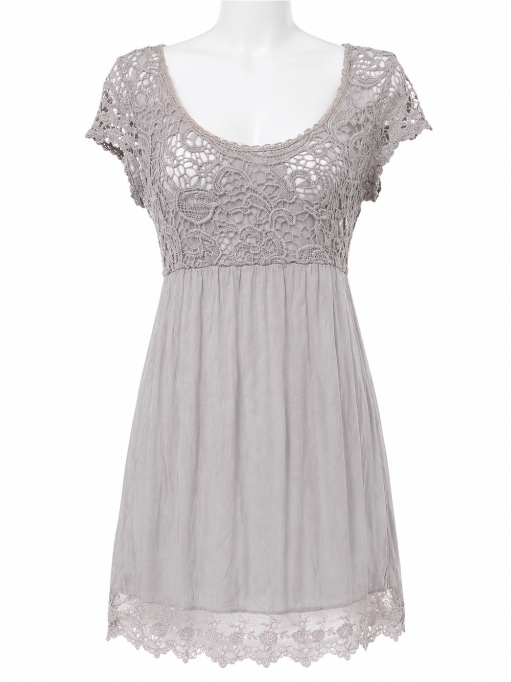 Piazza Roma 100% Silk Crochet Lace Empire Dress M